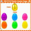 200 PCS 3" Large Fillable Plastic Easter Eggs with 6 Golden Eggs, Empty Bright Colorful Eggs for Kids Easter Hunt Classroom Prizes Basket Stuffers Easter Party Favors
