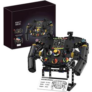 Racing Simulator Steering Wheel Building Set, Mechanical Gaming Sim Racing Cars Driving Wheel Bricks with Moving Parts Gift for Adults to Build - 833 Pieces