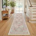 Runner Rug 2x8 Runners for Hallways Non Slip Washable, Vintage Hallway Runner Rugs for Living Room, Low Pile Soft Hallway Rug for Kitchen Bedroom Laundry Room Rug(Orange,2'x8')