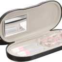 Healifty Contact Lens Case and Glasses Case, 2 in 1 Double Eyeglass Case, with Mirror Tweezers Remover, Contact Lens Storage Box for Travel (New Black & Pink)