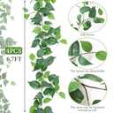 Dremisland 2 Strands Artificial Scindaps Vines Garland 6.7ft Fake Vines Ivy Garland Silk Green Leaves Faux Hanging Plants Greenery Decoration for Bedroom Wall Patio Party Wedding Decor (Ivy, 2PCS)