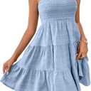 SOLY HUX Women's Sundress Smock Cami Mini Dress Sleeveless Swing A Line Short Dresses Casual Cute Summer Dresses (Medium, Light Blue)