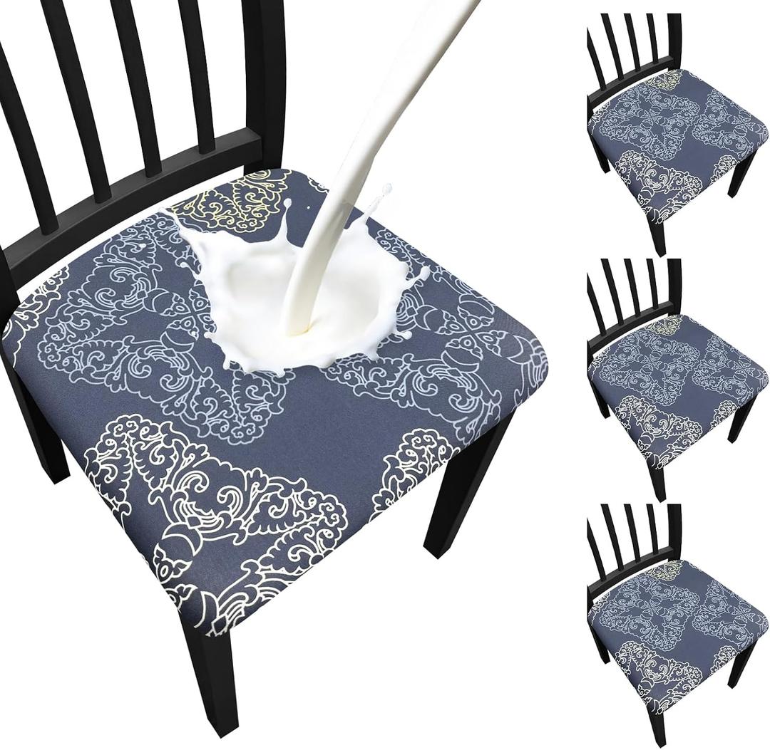 Waterproof Dining Chair Seat Covers Set of 4, Stretch Removable Dining Room Seat Covers for Dining Chairs, Kitchen, Hotel, Party