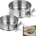 Pet Cage Bowls, 2 Pack Stainless Steel Pet Hanging Bowl, Bird Food Water Bowl for Cage, Crate Dog Bowl, Parrot Feeding Cups for Chinchilla Finches Puppy Cat Rabbit Guinea Pig