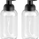 mDesign Round Plastic Refillable Foaming Soap Dispenser Pump Bottle for Bathroom Vanity Countertop - Vintage-Inspired, Compact Container Design - Twain Collection - 2 Pack - Clear/Matte Black