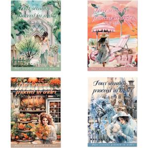 4 Books for Seasons Stickers for Scrapbooking 480 Pre-Cut Pet Transparent Stickers for journaling Spring Summer Fall and Winter Sticker