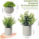 Artificial Potted Plants Small Faux Plants for Shelves, Lifelike Fake Indoor Plants with Cement Pots for Office, Bookshelf & Home Decor