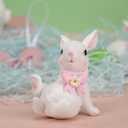 Set of 3 Easter Bunny Figurines, Cute Resin Rabbit Decorations with Easter Tabletop Decor, Spring Indoor Home Decor