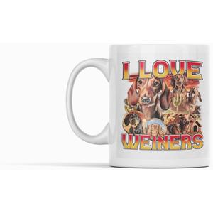 I Love Weiners Mug, Funny Sausage Dog Coffee Mug, Gifts for Dog Lovers Women, Men Dachshund Mug - 11 Oz Ceramic Mug.