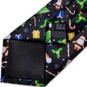 DiBanGu Christmas Ties for Men Xmas Holiday Necktie and Pocket Square Cufflinks Set Vacation Festive Necktie with Gift Box (Black/Green Christmas Tree)