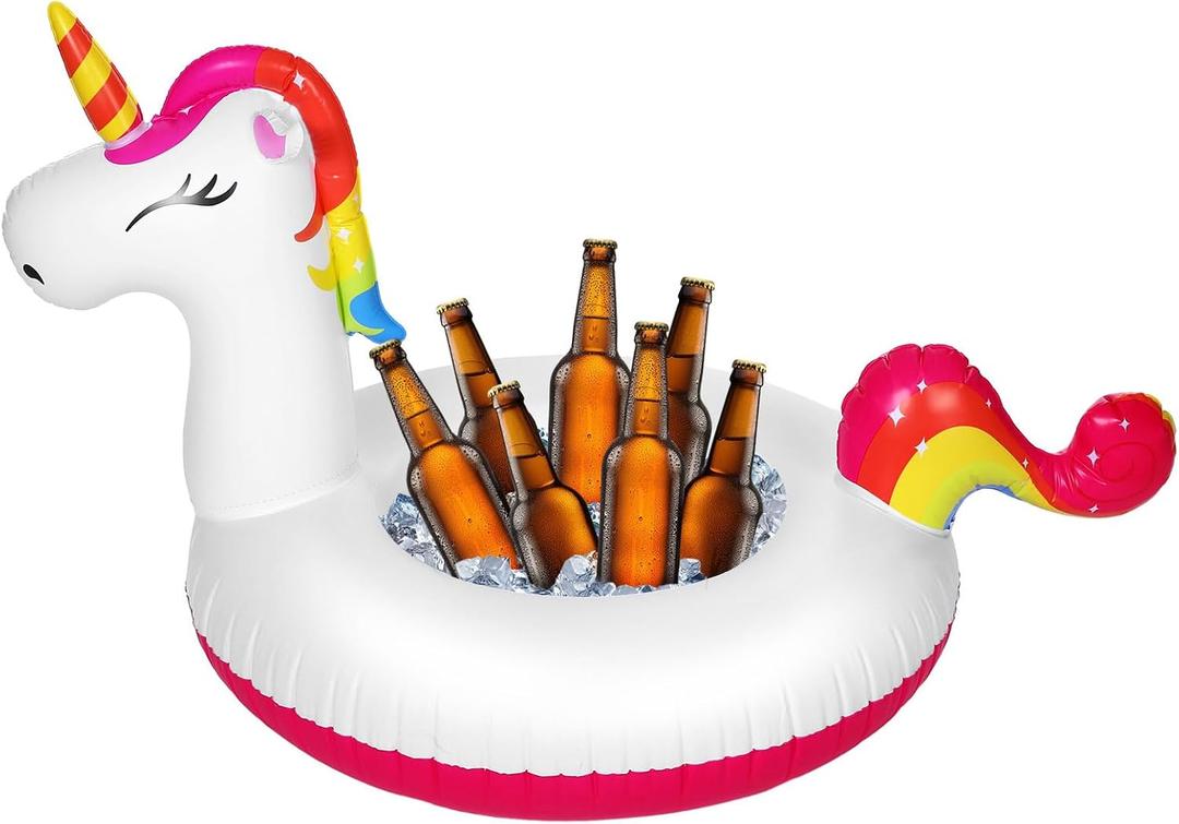 Bencailor Inflatable Pool Float Cooler Drink Holder Summer Party, Unicorn, 54 x 35 x 42"