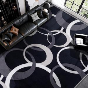 YIHOUSE Washable Large Area Rugs 9x12 Living Room, Black and White Rug for Bedroom Non Slip Low Pile, Soft Modern Geometric Circle Carpet for Dining Room Playroom Home Office Decor
