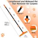 Eaersan Carpet Rake for Pet Hair Removal - Reusable Pet Hair Remover, 60” Adjustable Long Handle Cat Dog Carpet Rake Scraper, Dog Hair Rake Brush for Rugs, Mats, Couch