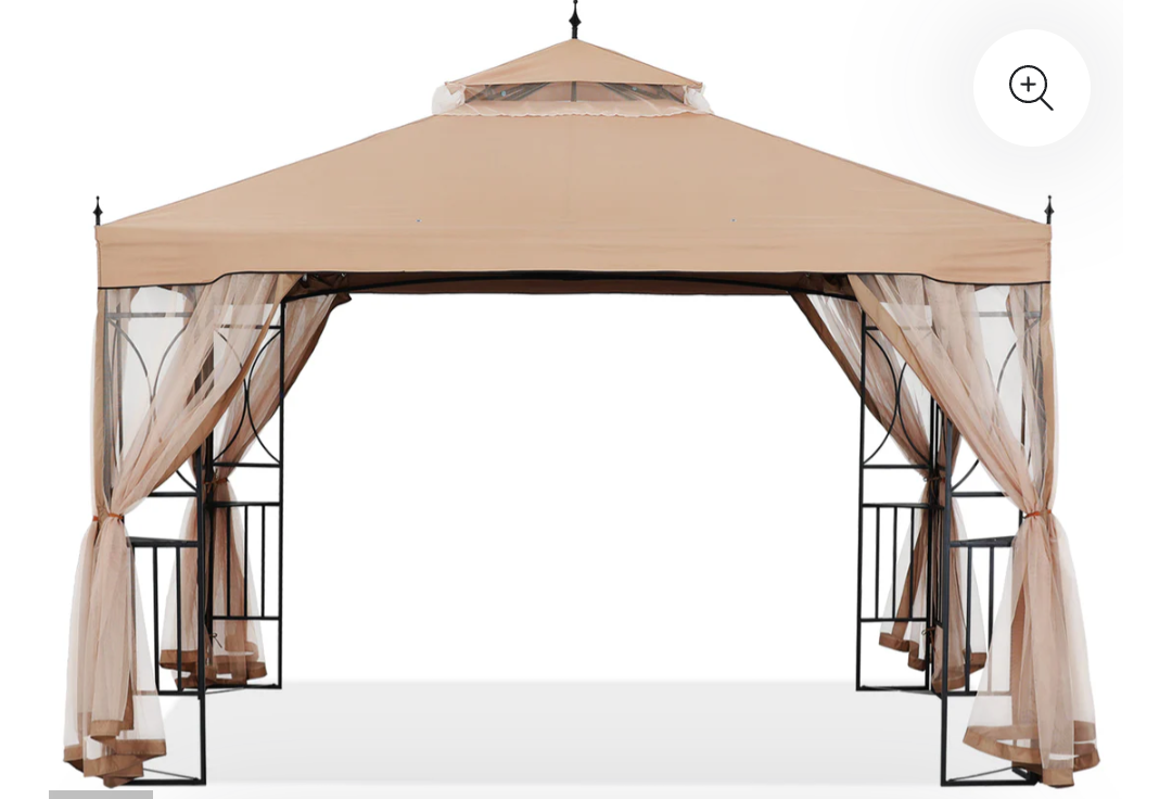 Gazebo Canopy with Netting & Corner Frame Screen Wall – 10x10