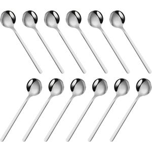 12-Piece Stainless Steel Espresso Spoons, Mini Teaspoons Set for Coffee Sugar Dessert Cake Ice Cream Soup Antipasto Cappuccino, 5.24 Inch Stirring Spoons