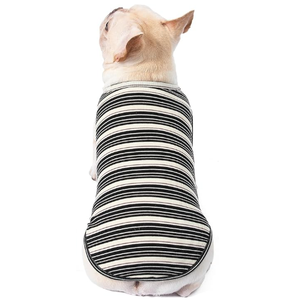 Dog Shirts Vest Cotton Striped T-Shirt, Sleeveless Stretchy Pet Clothes for Small Dogs,Soft Breathable Puppy Tank Top Cat Tee (Large, Black)