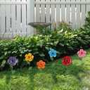 hogardeck Garden Decor for Outside, Set of 6 Metal Flowers Decorative Garden Stakes for Spring Decor, Yard Art Garden Decorations for Outdoor Lawn Porch Pathway Patio (Multi-Color)
