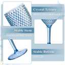 24pcs Blue Plastic Wine Glasses 13.5oz Reusable Acrylic Wedding Goblets Toasting Glassware Unbreakable Wine Cups with Long Stem Crystal Drinking Glasses Champagne Flutes for Bar Restaurants Party