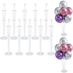 LOBUBT 10 Sets Balloon Stand Kits, Balloon Sticks Holder with Base for Table Centerpiece Graduation Birthday Baby Shower Party Decorations