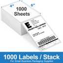 4000 4x6 Thermal Labels 1000/Stack, HUOJI Shipping Thermal Labels 4x6 Fanfold Compatible with Rollo, Zebra, MUNBYN Printers (Commercial Grade)