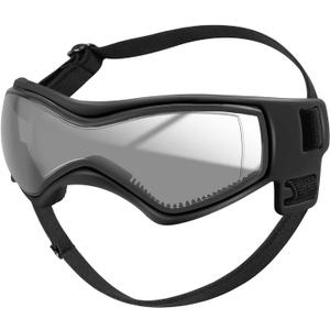 QUMY Dog Goggles UV Protection for Small to Medium Breed, Dog Sunglasses Windproof Anti-Fog Dustproof Snowproof, Puppy Glasses for Outdoor Riding Driving with Comfortable Frame Adjustable Straps