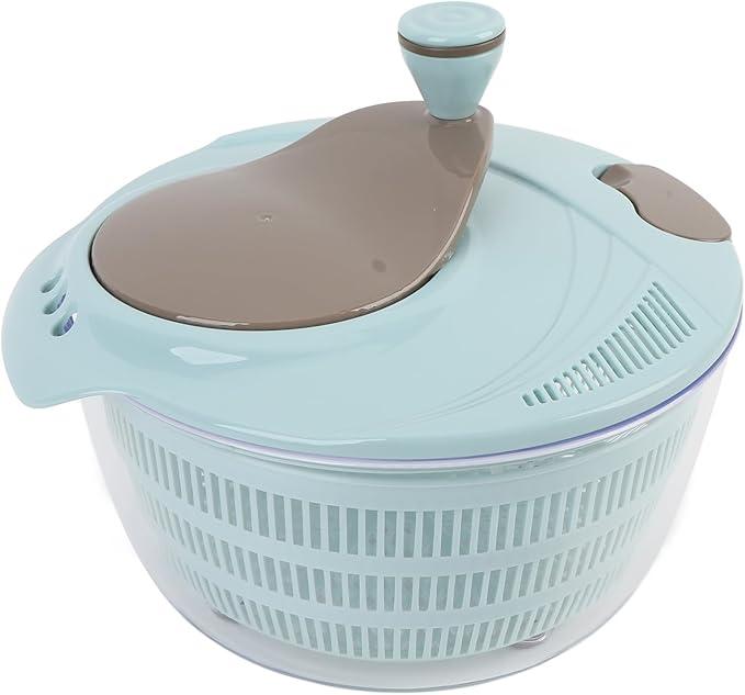 Salad Spinner, 5.3 QT Lettuce Spinner with Strainer, Fruit Cleaner with 4 Replaceable Blade for Shredding, Slicing and Pureeing, Salad Washer & Dryer for Quick Washing Teal