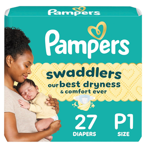 Pampers Baby Diapers  Swaddlers  Size P1, 27 Count, Ultra Absorbent Disposable Preemie Diaper