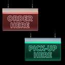 2 Pcs 12 x 6 Inch Order Here and Pick up Here Signs Led light neon Hanging 7 changeable colors Bright Glowing Business Signs for Bar Restaurant Supermarket Retail Shop Business Food Truck