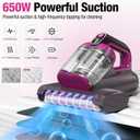 BYHUME Mattress Vacuum Cleaner, 17Kpa 650W Bed Vacuum Cleaner, 273nm UV-C Light & Ultrasonic 145°F Heating, 80000 RPM/Min Brushroll Rotation, Wide Suction Port for Pillows Cribs Sofa, Black Corded