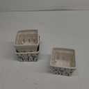 Ceramic Berry Basket, Farmhouse Colander, Farmers Market square Bowl. Rustic Kitchen decor fruit bowls, Fruit Baskets, Bleu White and Blueberry pattern Stoneware Harvest Bowls Set of 3