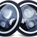 7 Inch Round Headlights DOT Approved Brighter Jeep LED Headlight Amber Halo Hi/Low Sealed Beam H6024 LED Headlight Compatible With Ford Chevy Miata Jeep Wrangler JK TJ LJ CJ Hummer H1 H2 etc