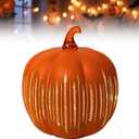 Starry Night Pumpkins, Twinkle Light Resin Pumpkins, One-Button Switch Control, Built-in LED Light, Indoor Glowing Night Light, Halloween Decor for Home (Orange)
