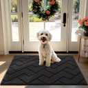 hicorfe Front Door Mat Outside Entrance,32"x40" Absorbent Muddy Dirt Resist Welcome Door Mats Outdoor Indoor,Stain and Fade Resistant,Non Slip Backing Entry Mat Doormat for Entryway(Charcoal)