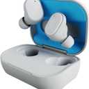 Skullcandy Grind Wireless Earbuds, Bluetooth Headphones, Up to 40 Hours Battery, Noise Isolating Fit, Microphone for iPhone Android, Customizable via Skull-iQ App - Light Grey/Blue