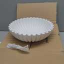 OAKOA Concrete Decorative Bowl - White Large Decorative Bowls for Home Decor - Coffee Table Bowl Decor - Scalloped Ruffle Centerpiece Bowl