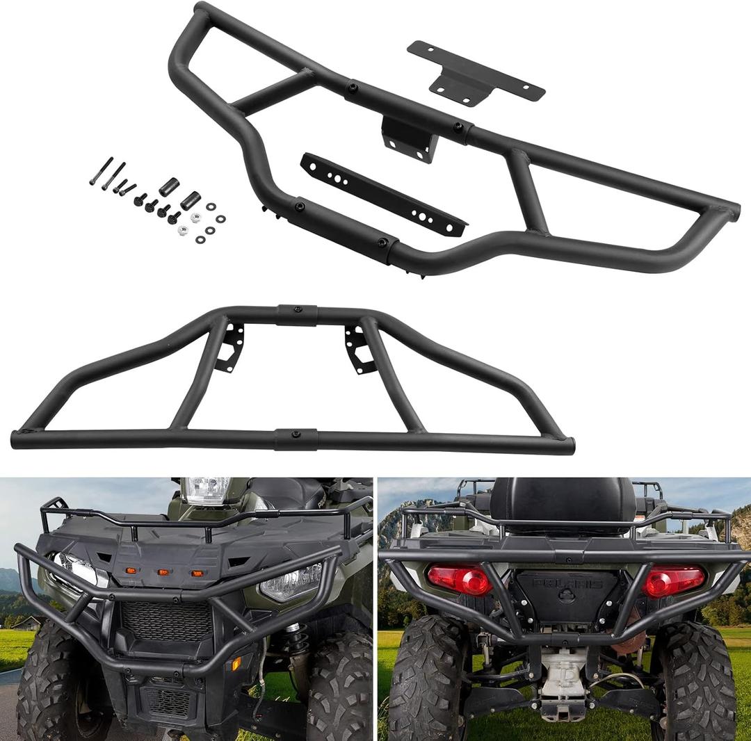 A & UTV PRO Full Set Brush Guard Front & Rear Bumper for 2014-2024 Polaris Sportsman 570 450 Accessories Grille Guard Protector