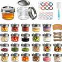 4 oz Mason Jars with Embossed Pattern 24 Pack, Small Canning Jars with Airtight Lids, Mini Glass jars for Jams, Jelly, Honey, Spices, DIY Candles, Wedding Favors and Gift Packaging