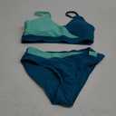 Girls Swimsuit V Neck Bikini Set Color Block with Cover Up 3Pcs Bathing Suits (15-16 Years, Green)