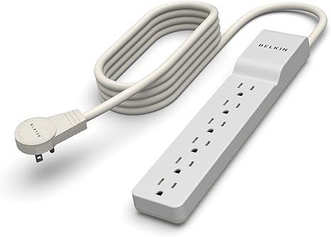 Belkin 6-Outlet Surge Protector Power Strip, 6ft Cord, 360° Rotating Plug - 1080 Joules Protection