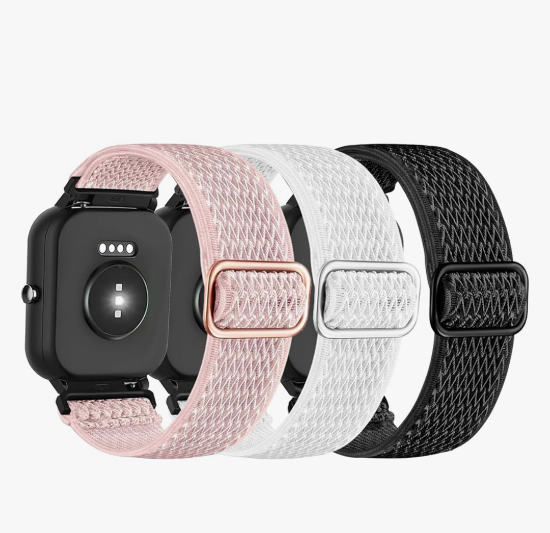 LYSANDRA 3 Pack Stretchy Nylon Watch Bands Compatible Spade Co Health Smartwatch 4, 22mm Stretch Elastics Nylon Adjustable Replacement Strap Accessories for Men & Women