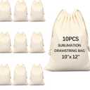 10 PCS Sublimation blank drawstring bag Reusable Canvas Heat Press DIY Crafts Party Wedding Christmas Storage Home Party Art Supplies