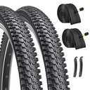 26-inch Mountain Bike Tires Set: Hycline 2-Pack 26x1.95 inch (54-559mm) Folding Replacement Puncture-Resistant Bicycle Tires and Pair 26-inch Inner Tubes with Tire Levers for MTB Off-Road Bike