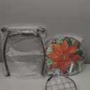 Outdoor Side Table Round Small Mosaic Patio Accent Indoor End Plant Metal Coffee Tea Table for Yard Porch Garden Patio Living Room, Bedroom(Poinsettia,14 Inch)