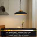 15.8 Inch Large Black and Gold Pendant Light, Industrial Pendant Lighting Fixtures, Vintage Dome Ceiling Hanging Lamp for Kitchen Island Dining Room