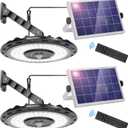 ropelux Solar Lights Outdoor Indoor, 3000LM Dimmable 5 Modes (2 All Day Modes) Motion Sensor Solar Shed Barn Light with Remote IP65 Waterproof for Gazebo Yard Patio Security Lighting, 2 Pack