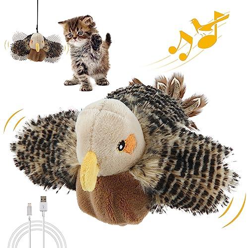 Gigwi Interactive Cat Toys for Indoor Cats, Rechargeable Motion Activated Cat Toy, Automatic Flapping and Chirping Cat Toy with Catnip, Beating Wings Hanging