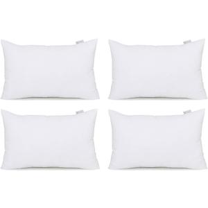 Acanva Throw Pillow Insert, Premium Stuffer Inserts Decorative Rectangle Premium Sham Forms Cushion for Sofa Couch Chair, 12x20 Inch (Pack of 4), White 4 Count