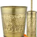 Autumn Alley Toilet Brush and Holder Set with Brushed Brass Bathroom Trash Can – Brass Bathroom Accessories Garbage Can Set for Rustic and Modern Bathroom Décor