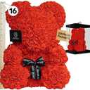 ROSERAIE DE PARIS Large 16 Inch Rose Bear Flower Bear Gift Set with Luxury Gift Box, Handmade Artificial Rose Teddy Bear, Valentine Gift for Her, Anniversary, Birthday