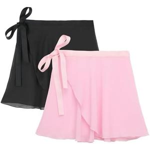 Zando Toddler Ballet Skirts for Girls, Wrap Ballet Skirt Women, Adult Chiffon Dance with Adjustable Waistband XL